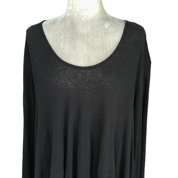 Free People Black Long Sleeve Swing Trapeze Linen Cotton Blend Mini Dress - S - Picture 2 of 11